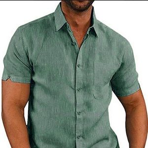 MENS CARIBBEAN SHIRT SILK BLEND CASUAL BUTTON DOWN SHIRT XL NEUTRAL SAGE GREEN